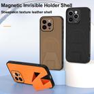 For iPhone 16 Pro Sheepskin Texture MagSafe Magnetic Invisible Holder Integrated Phone Case(Purple) - 2