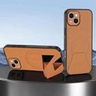 For iPhone 14 Sheepskin Texture MagSafe Magnetic Invisible Holder Integrated Phone Case(Brown) - 1
