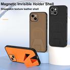 For iPhone 14 Sheepskin Texture MagSafe Magnetic Invisible Holder Integrated Phone Case(Red) - 2