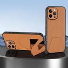 For iPhone 13 Pro Sheepskin Texture MagSafe Magnetic Invisible Holder Integrated Phone Case(Brown) - 1