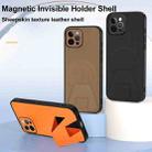 For iPhone 12 Pro Max Sheepskin Texture MagSafe Magnetic Invisible Holder Integrated Phone Case(Red) - 2