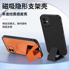 For iPhone 12 Sheepskin Texture MagSafe Magnetic Invisible Holder Integrated Phone Case(Orange) - 3