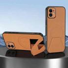 For iPhone 12 Sheepskin Texture MagSafe Magnetic Invisible Holder Integrated Phone Case(Brown) - 1