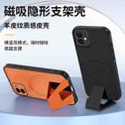 For iPhone 12 Sheepskin Texture MagSafe Magnetic Invisible Holder Integrated Phone Case(Brown) - 3