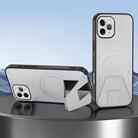 For iPhone 11 Pro Sheepskin Texture MagSafe Magnetic Invisible Holder Integrated Phone Case(White) - 1