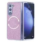 For Samsung Galaxy Z Fold6 Glitter Powder MagSafe Magnetic Fold Phone Case(Pink) - 1