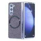 For Samsung Galaxy Z Fold6 Glitter Powder MagSafe Magnetic Fold Phone Case(Black) - 1