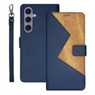 For Samsung Galaxy S25+ 5G idewei Two-color Splicing Leather Phone Case(Blue) - 1