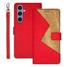 For Samsung Galaxy S25+ 5G idewei Two-color Splicing Leather Phone Case(Red) - 1