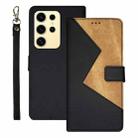 For Samsung Galaxy S25 Ultra 5G idewei Two-color Splicing Leather Phone Case(Black) - 1