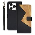 For Umidigi A15 idewei Two-color Splicing Leather Phone Case(Black) - 1