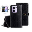 For OPPO Reno13 F 5G idewei Crocodile Texture Leather Phone Case(Black) - 1