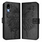 For Sharp Basio Active3 Embossed Butterfly Leather Phone Case(Black) - 2