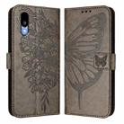 For Sharp Basio Active3 Embossed Butterfly Leather Phone Case(Grey) - 2