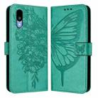 For Sharp Basio Active3 Embossed Butterfly Leather Phone Case(Green) - 2