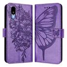 For Sharp Basio Active3 Embossed Butterfly Leather Phone Case(Light Purple) - 2