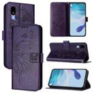 For Sharp Basio Active3 Embossed Butterfly Leather Phone Case(Dark Purple) - 1
