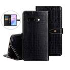 For Google Pixel 9a idewei Crocodile Texture Leather Phone Case(Black) - 1