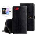 For iPhone 16e idewei Crocodile Texture Leather Phone Case(Black) - 1