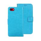 For iPhone 16e idewei Crazy Horse Texture Leather Phone Case(Sky Blue) - 1