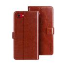 For iPhone 16e idewei Crazy Horse Texture Leather Phone Case(Brown) - 1