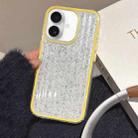 For iPhone 16 Glitter Corrugated PC Hybrid TPU Phone Case(Yellow) - 1