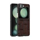 For Samsung Galaxy Z Flip6 5G ABEEL Beast Pattern 6D Micro-Embossed MagSafe Genuine Leather Phone Case(Brown) - 1
