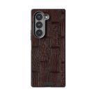 For Samsung Galaxy Z Fold6 5G ABEEL Beast Pattern 6D Micro-Embossed MagSafe Genuine Leather Phone Case(Brown) - 2
