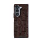 For Samsung Galaxy Z Fold5 5G ABEEL Beast Pattern 6D Micro-Embossed MagSafe Genuine Leather Phone Case(Brown) - 2