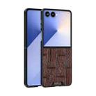 For Samsung Galaxy Z Flip7 5G ABEEL Beast Pattern 6D Micro-Embossed MagSafe Genuine Leather Phone Case(Brown) - 1