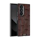 For Samsung Galaxy Z Fold7 5G ABEEL Beast Pattern 6D Micro-Embossed MagSafe Genuine Leather Phone Case(Brown) - 1