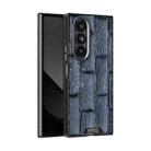 For Samsung Galaxy Z Fold7 5G ABEEL Beast Pattern 6D Micro-Embossed MagSafe Genuine Leather Phone Case(Blue) - 1