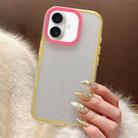 For iPhone 16 Glitter Contrast Color PC Hybrid TPU Phone Case(Yellow Rose Red) - 1