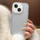 For iPhone 15 Glitter Contrast Color PC Hybrid TPU Phone Case(Blue White) - 1
