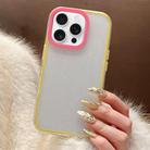 For iPhone 14 Pro Max Glitter Contrast Color PC Hybrid TPU Phone Case(Yellow Rose Red) - 1