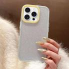 For iPhone 14 Pro Max Glitter Contrast Color PC Hybrid TPU Phone Case(White Yellow) - 1