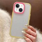 For iPhone 13 Glitter Contrast Color PC Hybrid TPU Phone Case(Yellow Rose Red) - 1