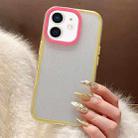 For iPhone 12 Glitter Contrast Color PC Hybrid TPU Phone Case(Yellow Rose Red) - 1