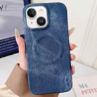 For iPhone 14 Denim MagSafe Magnetic PC + PU Phone Case(Dark Blue) - 1