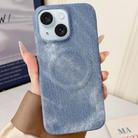 For iPhone 15 Denim MagSafe Magnetic PC + PU Phone Case(Grayish Blue) - 1