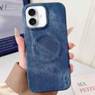 For iPhone 16 Denim MagSafe Magnetic PC + PU Phone Case(Dark Blue) - 1