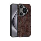 For Huawei Pura 70 ABEEL Beast Pattern 6D Micro-Embossed MagSafe Genuine Leather Phone Case(Brown) - 1