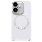 For iPhone 16 Plus Small Window Acrylic Glass Lens MagSafe Silicone Phone Case(White) - 1