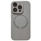 For iPhone 15 Pro Max Small Window Acrylic Glass Lens MagSafe Silicone Phone Case(Grey) - 1