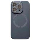 For iPhone 15 Pro Max Small Window Acrylic Glass Lens MagSafe Silicone Phone Case(Carbon Black) - 1