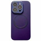 For iPhone 15 Pro Max Small Window Acrylic Glass Lens MagSafe Silicone Phone Case(Dark Purple) - 1