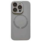 For iPhone 15 Pro Small Window Acrylic Glass Lens MagSafe Silicone Phone Case(Grey) - 1