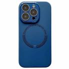For iPhone 15 Pro Small Window Acrylic Glass Lens MagSafe Silicone Phone Case(Midnight Blue) - 1