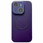 For iPhone 15 Plus Small Window Acrylic Glass Lens MagSafe Silicone Phone Case(Dark Purple) - 1