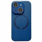For iPhone 15 Plus Small Window Acrylic Glass Lens MagSafe Silicone Phone Case(Midnight Blue) - 1